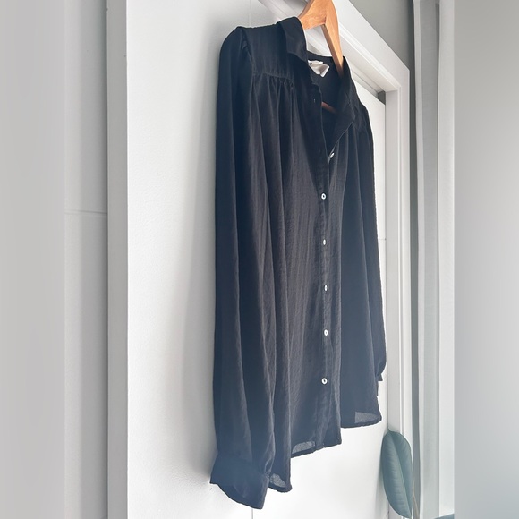 H&M Black Button Down sheer Shirt - Picture 2 of 5